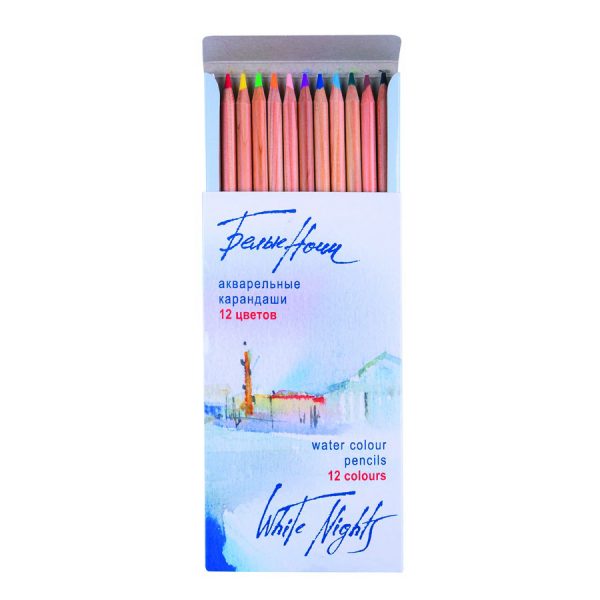 Набор акварельных карандашей с кистью Белые Ночи, 12 цветов.