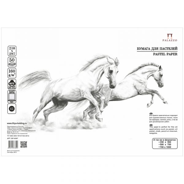 Бумага для пастелей Palazzo 350х500 "Snow" (белоснежный), 160г/м2.