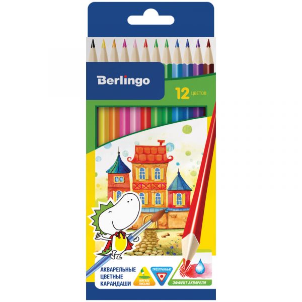 Карандаши акварельные Berlingo "Сказочный город", 12 цветов.
