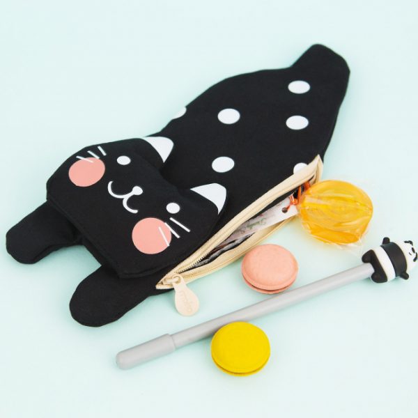 Пенал мягкий "Котик" (черный), 260х100х20мм.