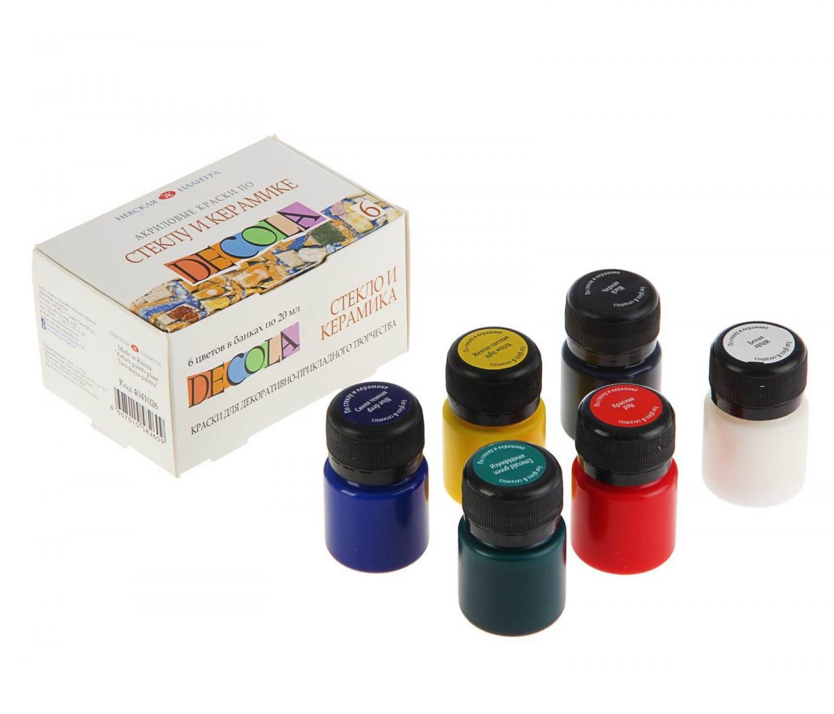 Набор акриловых красок для витража Декола, 6х20 мл
