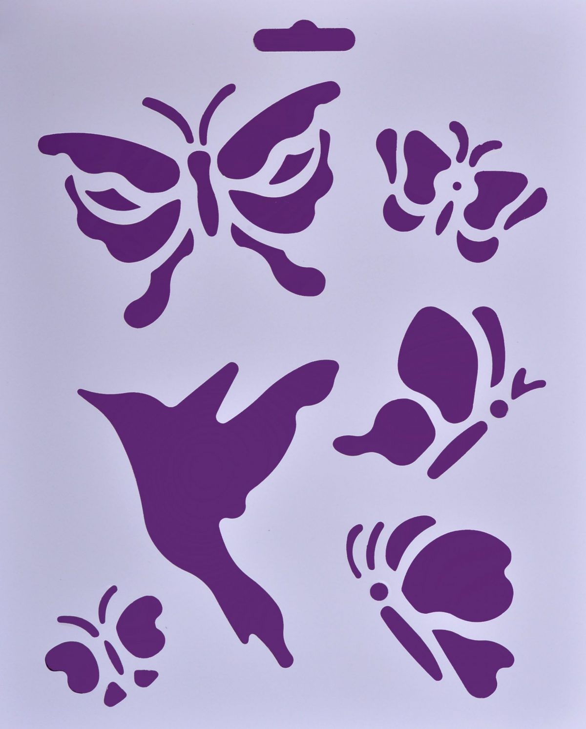 Трафарет пластиковый, бабочки, колибри, размер 25,5х20,5 см