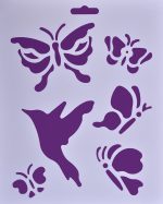 Трафарет пластиковый, бабочки, колибри, размер 25,5х20,5 см