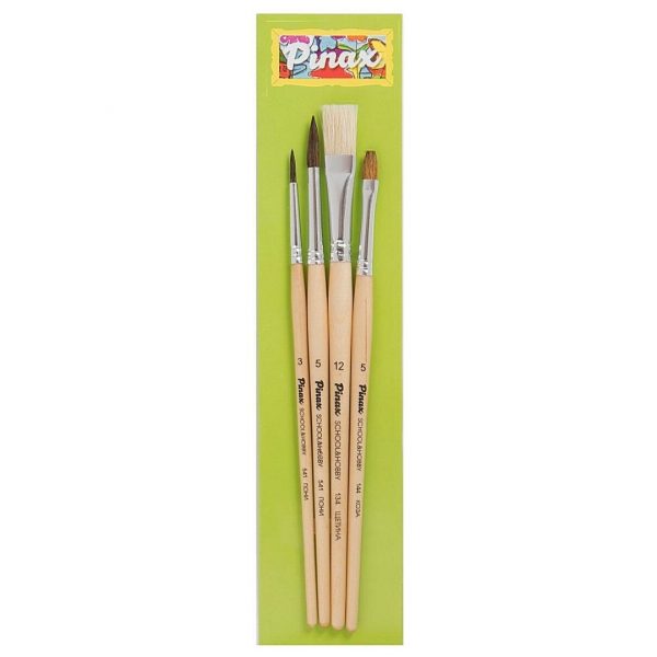 Набор кистей из натурального волоса Pinax "School & hobby", 4 штуки.