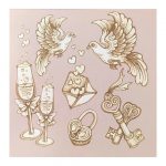 Бумага для скрапбукинга Decola "Свадебный мотив №14", 15х15см.