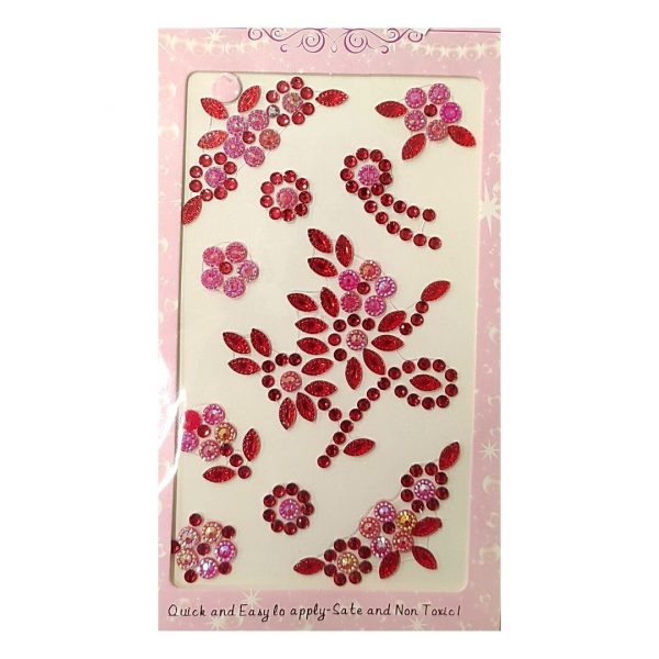 Стразы-наклейки ALINGAR "Цветы", Красные.