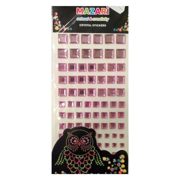 Стразы-наклейки квадратные Mazari Розовые, 84штуки.