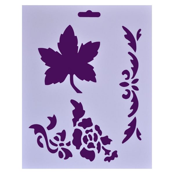 Трафарет пластиковый "Цветок, лист", 25,5х20,5см.