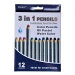 Набор специальных карандашей серия "3в1" (художественный/акварельный/восковый), 12 шт