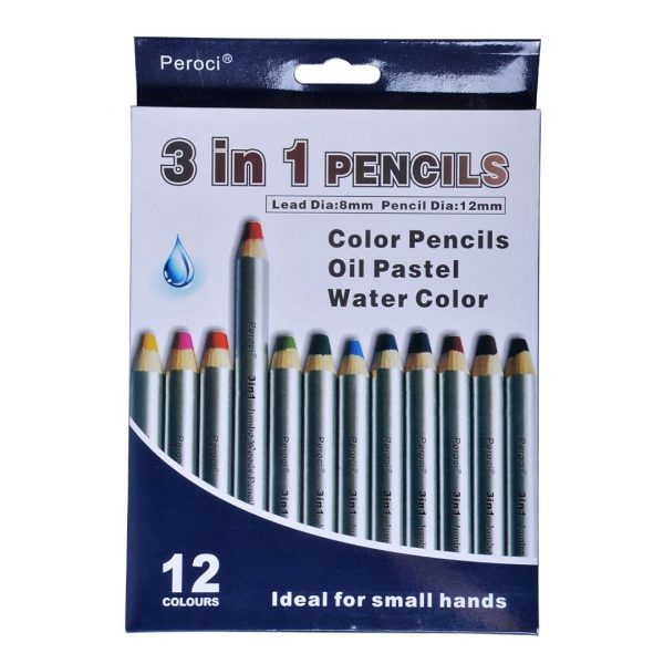 Набор специальных карандашей серия "3в1" (художественный/акварельный/восковый), 12 шт