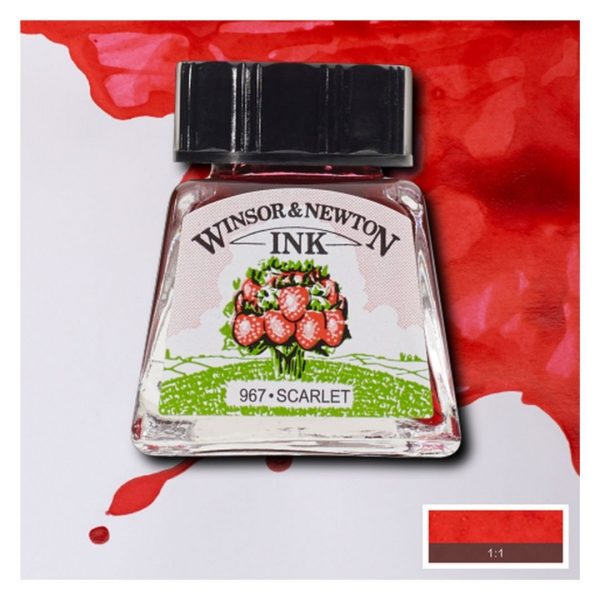 Тушь Winsor&Newton для рисования, алый, стекл. флакон 14мл