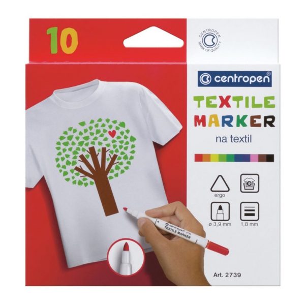 Набор маркеров для ткани Centropen "Textil Marker 2739" 10 цветов.