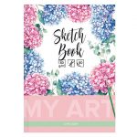 Скетчбук "Цветущая гортензия" розовый блок 80листов, А5, 80 г/м2.