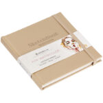 Скетчбук для акварели 40л. 145*145 Greenwich Line, бежевый, 200 г/м2, кожзам, на резинке