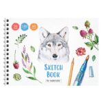 Скетчбук-блокнот для акварели на гребне “Акварельные портреты” (волк) А5, 20 листов, 180г/м2