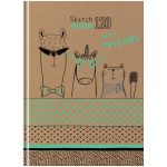 Скетчбук для графики "С друзьями", А5, 120 листов, трехцветный тонированный блок, 80г/м2
