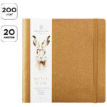 Скетчбук для акварели 20л. 190*190 Greenwich Line, золотой, 200 г/м2, на резинке