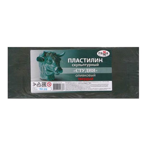 Пластилин скульптурный Гамма "Студия", оливковый, твердый, 1кг.