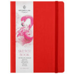 Скетчбук для акварели 18л.,150*200 Greenwich Line, красный, 100% хлопок, 200г/м2, на резинке