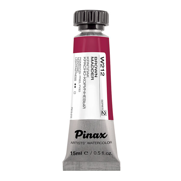 Акварель Pinax Ser.2 - W212, Краплак красно-коричневый, туба 15мл.
