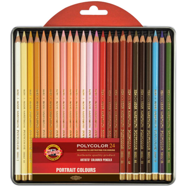 Карандаши цветные художественные Koh-I-Noor "Polycolor Portrait 3824" 24 цвета, металлический пенал.