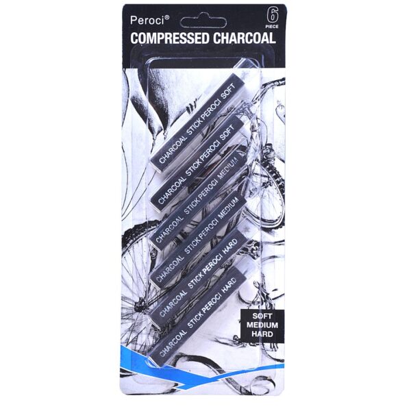 Набор прессованного угля Peroci (мягкий, средний, твердый), 6 штук, 10х10х70мм.