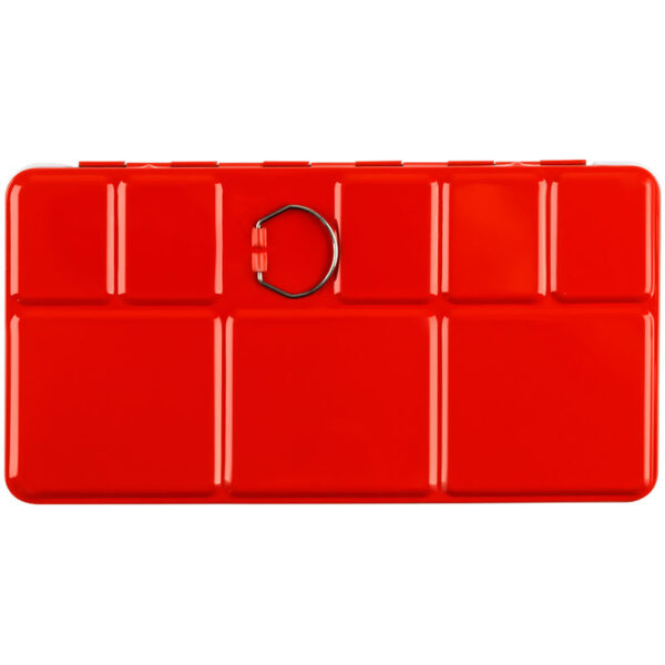 Пенал для акварели "Гамма" металлический, на 35 кювет, красный, 22,5*11,5*2,5см.