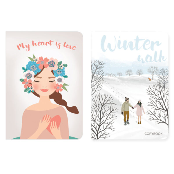 Набор скетчбуков (2 шт) ROMANTIC, бежевая бумага 70 г/м2, сшивка, B5 (179х250 мм), 60л.