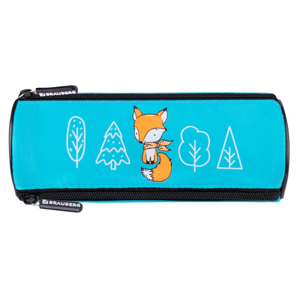 Пенал BRAUBERG "Fox", 3 отделения, нейлон, 21х7х7 см.