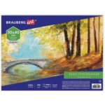 Холст на картоне BRAUBERG, 30х40см, грунтованный, 100% хлопок, мелкое зерно.
