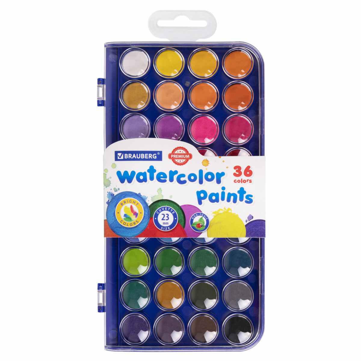 Краски акварельные BRAUBERG "PREMIUM" 36 цветов, круглые кюветы 23 мм.